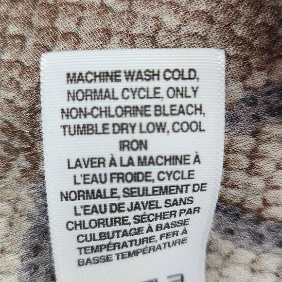 Lucky Brand Gray and Brown Snakeskin Print Top with Drawstring Hem Size Medium - Picture 7 of 9